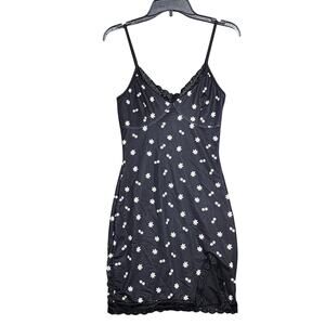 Rue 21 Mini Slip Dress Black Daisy Print Size Small‎ Y2k Style